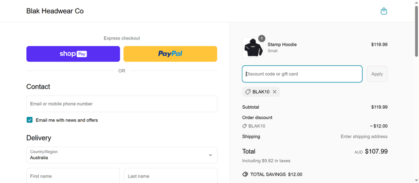 10% Off on Hoodies & T-shirts at Blak Headwear Co - Grab this offer!